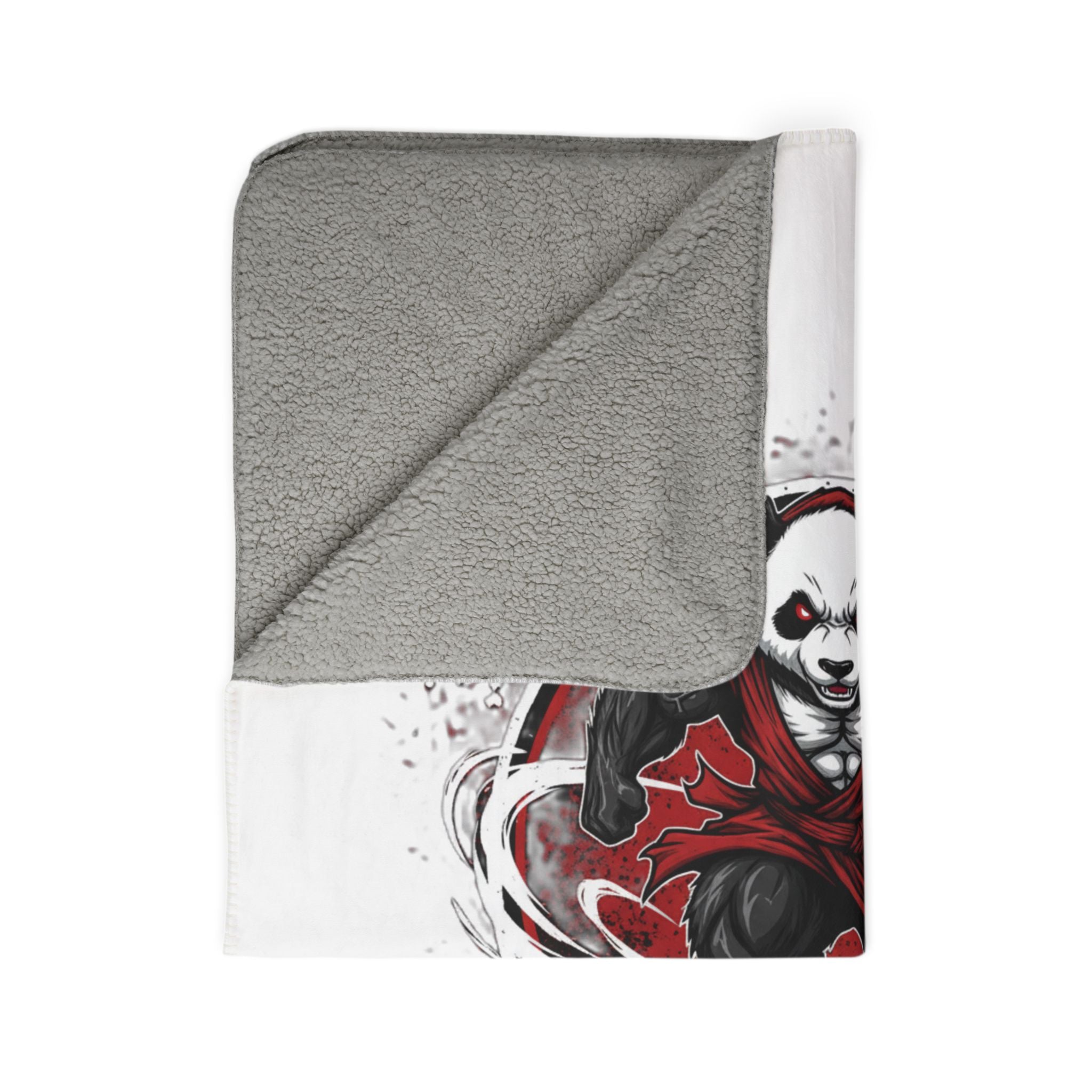 Panda Luxe Fleece Sherpa Blanket — Red Samurai Panda Graphic