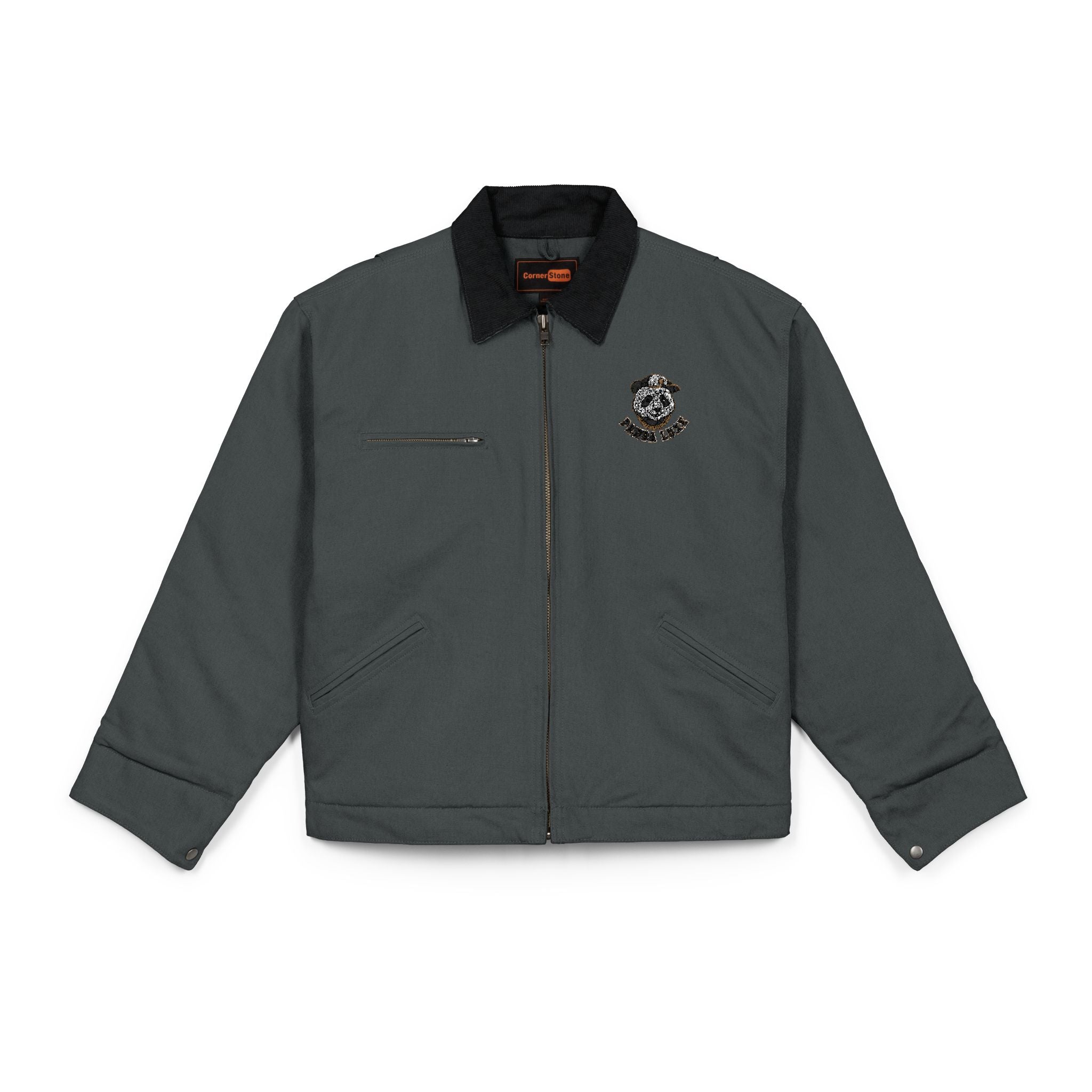 Work Jacket — Brown Duck Cloth Jacket with Embroidered Crest