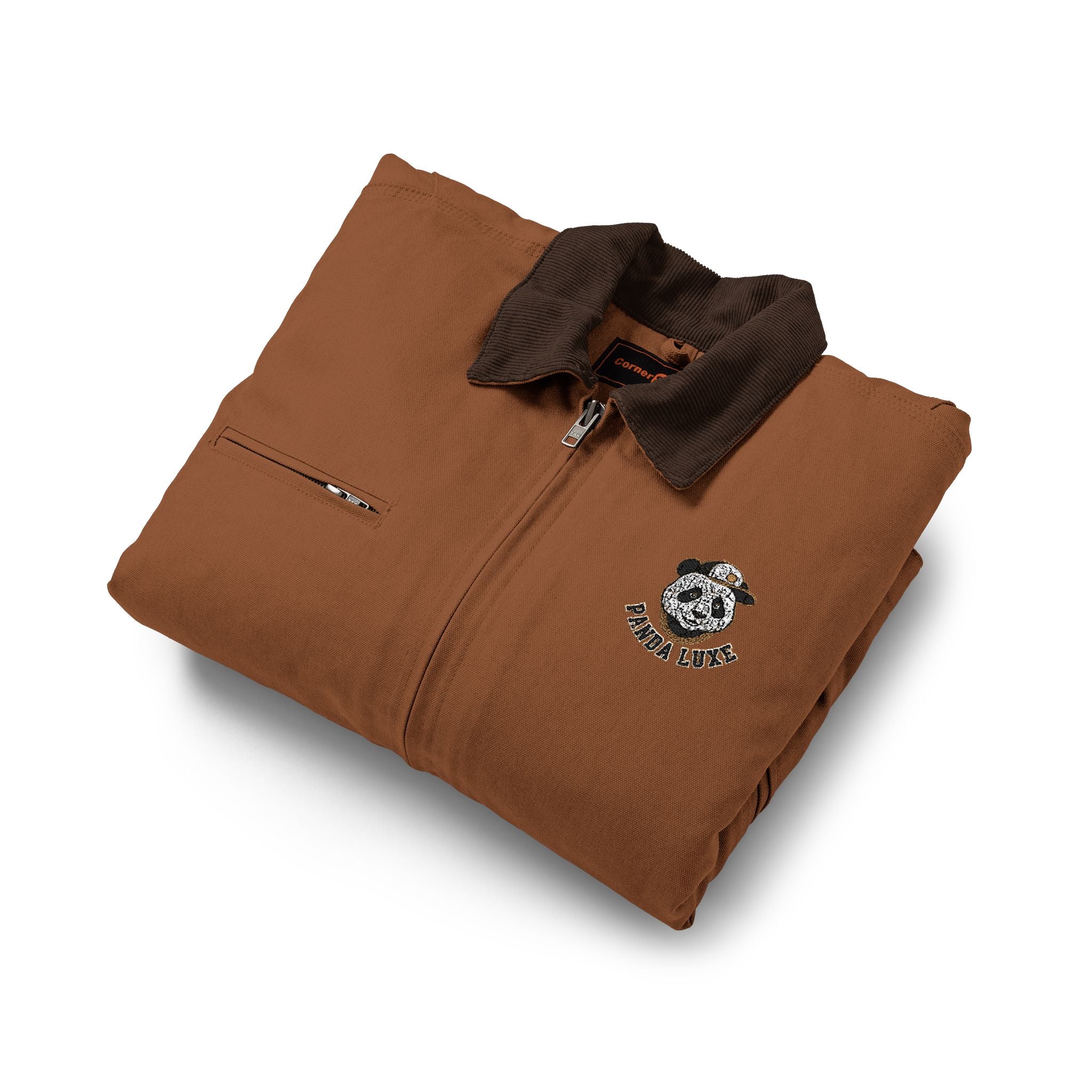 Work Jacket — Brown Duck Cloth Jacket with Embroidered Crest