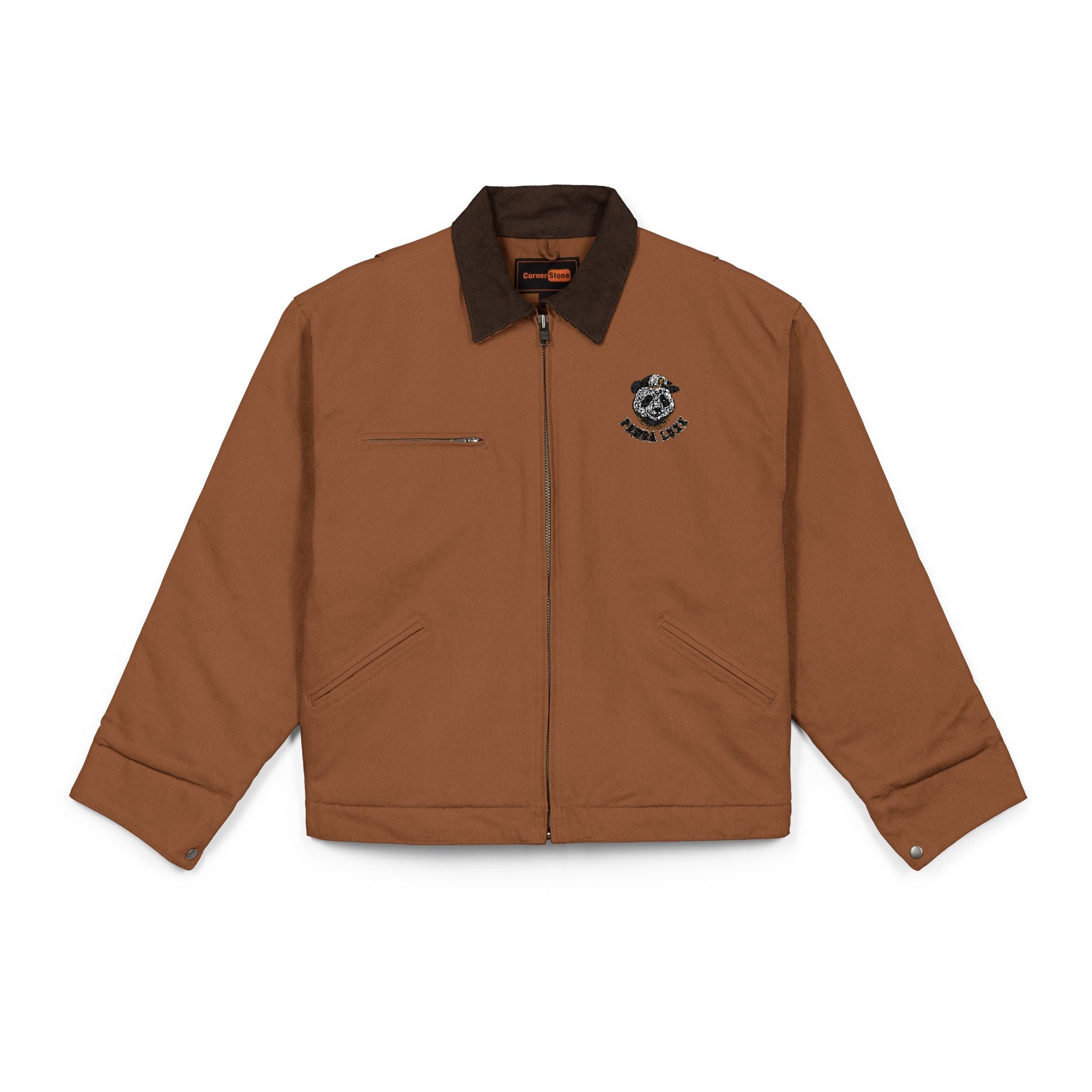 Work Jacket — Brown Duck Cloth Jacket with Embroidered Crest